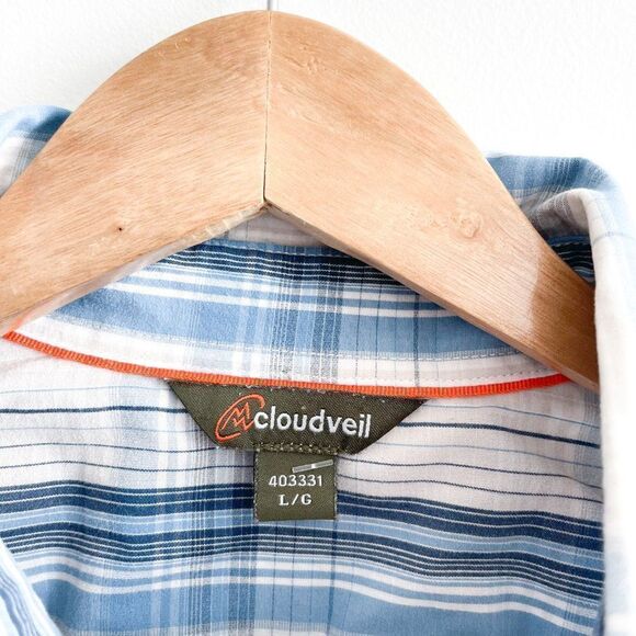 Cloudveil Mens Shirt Casual Button Down Regular Fit Plaid Short Sleeved Large - Picture 3 of 9